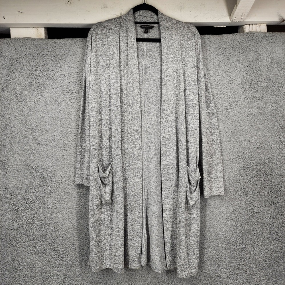 Banana Republic Womens Grey Marl Open Front Longline Duster Cardigan Sweater M